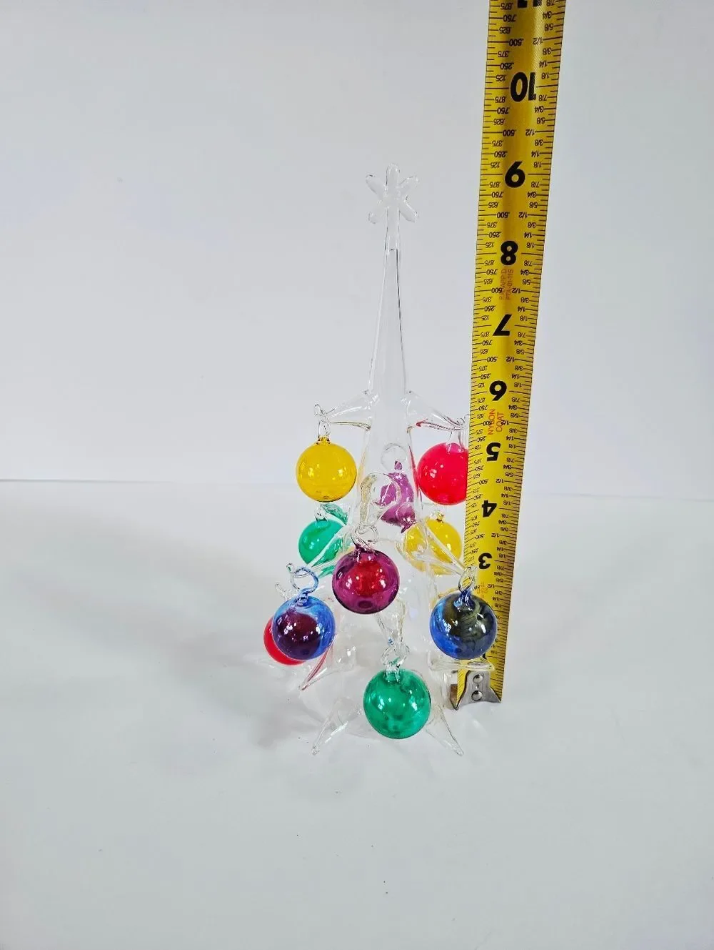 Vintage Handblown Romanian Crystal Christmas Tree Multicolored Glass Ornaments